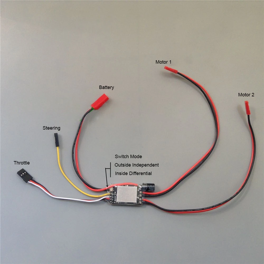 

1 PCS 2S-4S 2CH One-way Brushed ESC 10Ax2 Mixed Control Speed Controller Brushed ESC for RC Aircraft/Boat/Car Model Parts 6V-16V