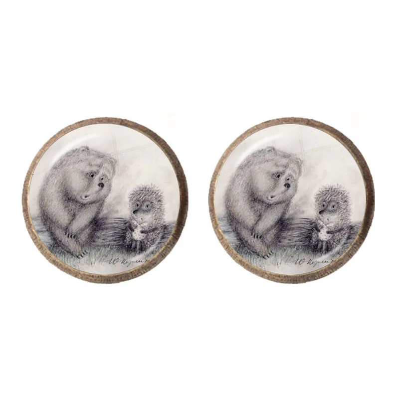 2021 New Hedgehog In The Fog Cartoon Hedgehog Anime Glass Dome Stud Earrings Cute Hedgehog Daily Jewelry Gift Wholesale image 3