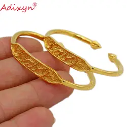 Adixyn 2pcs/lot Kids Bangle For Girls Baby Gold Color Baby Birthday Party Bangle African Arab Ethiopian Jewelry N071019