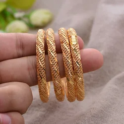4Pcs/lot Dubai Gold Color Children's Bracelet 3-6 Years Boys Girls Kids Birthday Gift Bracelet Small Bangle Gold Plated