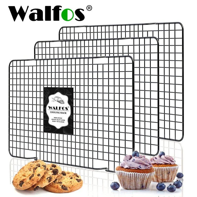 WALFOS Stainless Steel Nonstick Cooling Rack Grid Baking Tray Shelf Biscuit Cookie Pie Bread Cake BBQ Grill Barbecue Rack Holder