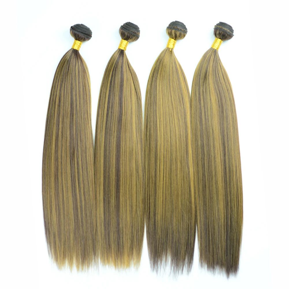 

Soft Synthetic Hair Bundles One Piece,Can Straighten Piano Color Double Weft Heat Resistant Fiber Hair Weave Yaki Straight 100g