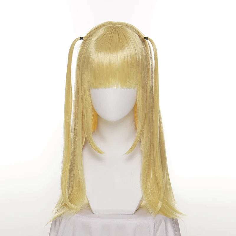 Anime Amane Misa Cosplay Wigs 60cm Long Styled Golden Yellow Heat Resistant Synthetic Hair Wig + Wig Cap