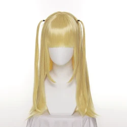 Anime Amane Misa Cosplay peruk 60cm uzun tarz altın sarı isıya dayanıklı sentetik saç peruk + peruk kap