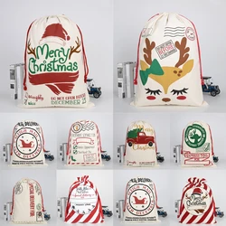 Christmas Bags Gifts Sack Drawstring Santa Sack Claus Home Decor Cotton Storage Candy Canvas Bag Large Christmas Gift Bags