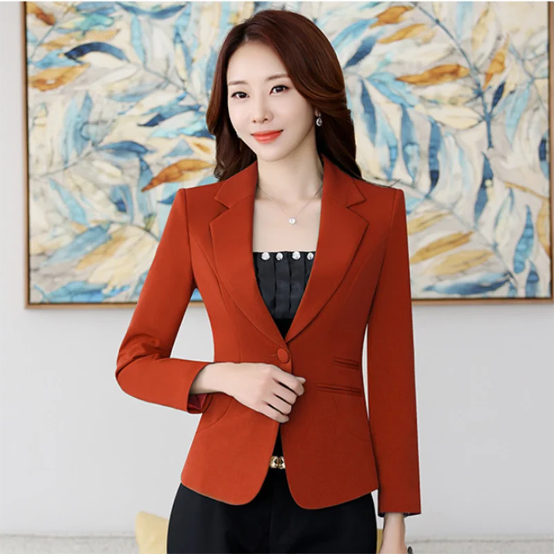 High-quality Women Blazers Jacket Fall Office Lady Business Formal Wear Small Suit Single Button Blazer Coat Mujer Y89