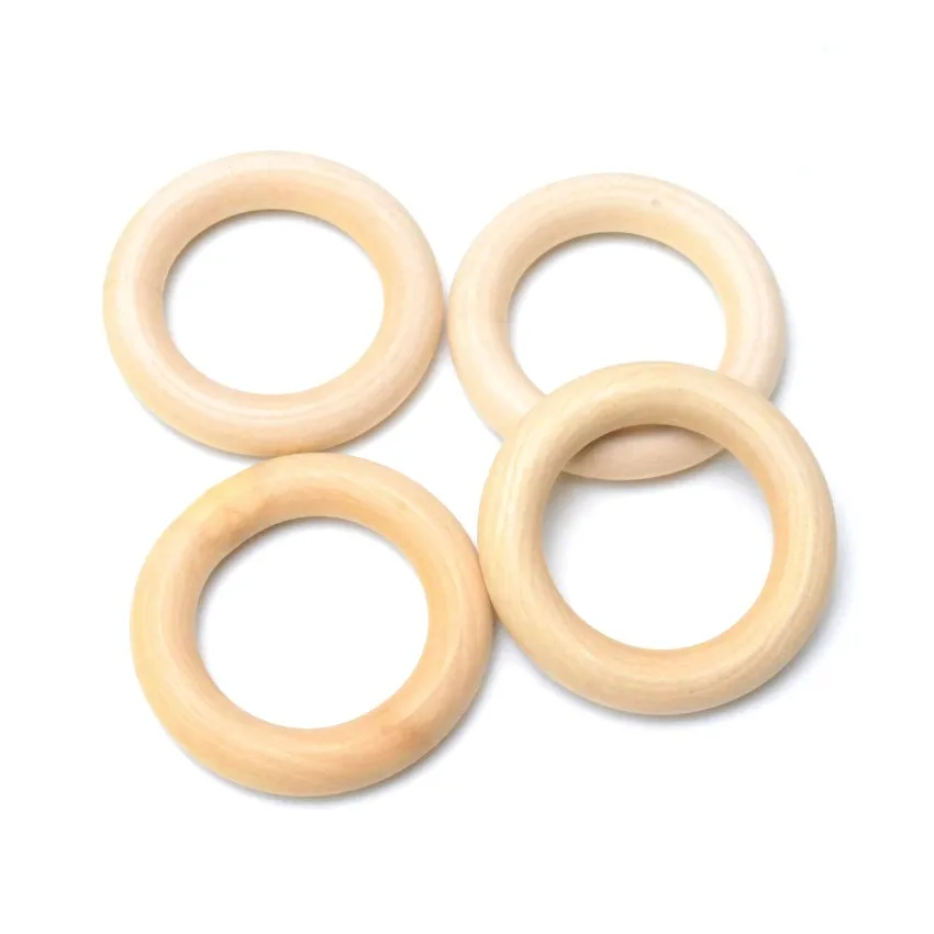 Natural Wood Circle DIY Crafts Embellishment For Wooden Ring BeadsChildren Kids Teething Wooden Ornaments Pick Size 15-70mm