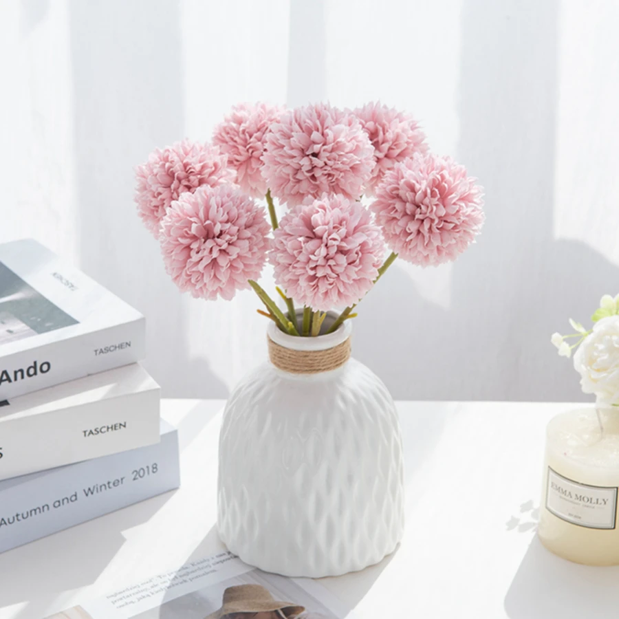 5 Stück künstliche Seidenblumen, Chrysanthemen, Großhandel, Hochzeitsdekoration, Vase, Zuhause, Zimmer, Scrapbooking, Blumenarrangement, Zubehör – Detail 3