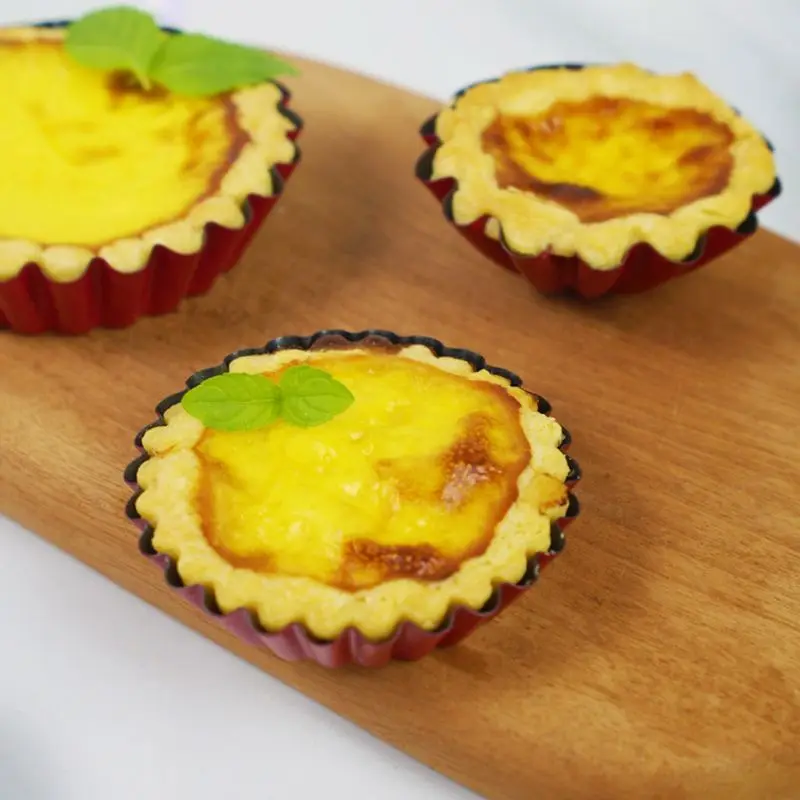 6pcs Non-stick Mini Flower Carbon Steel Egg Tart Pan Mold Reusable Cupcake Mould