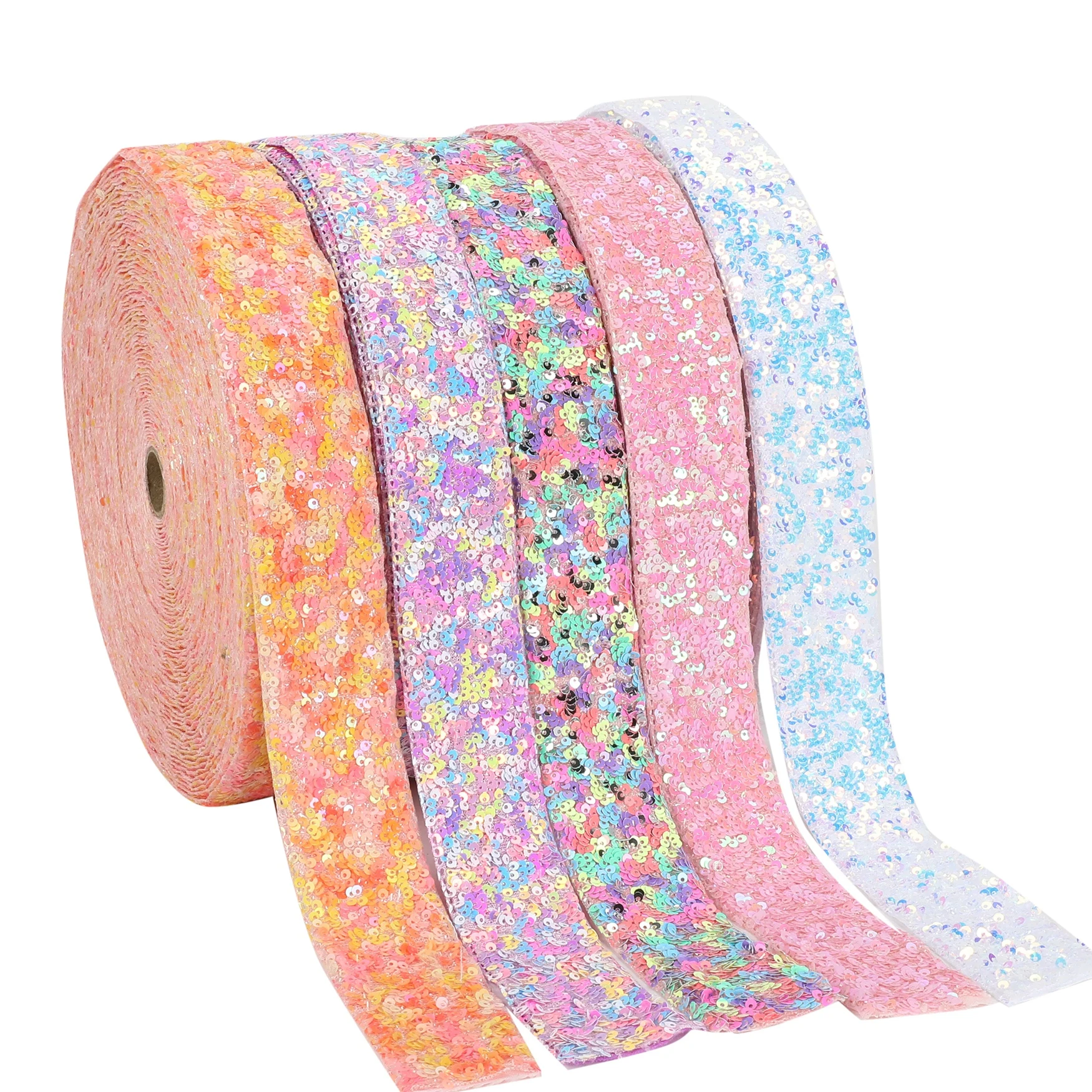 HSDRIBBON Listones 1-1/2 inch 38mm HSD-Genuine Series colorful Spring Summer Sequin Ribbon 25Yards/Roll