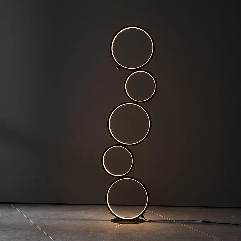 Modern Rings Art Floor Lamp Dimmable Home decor Light Nordic LED Standing Lamp Living Room Bedroom Indoor Lighting Fixtures