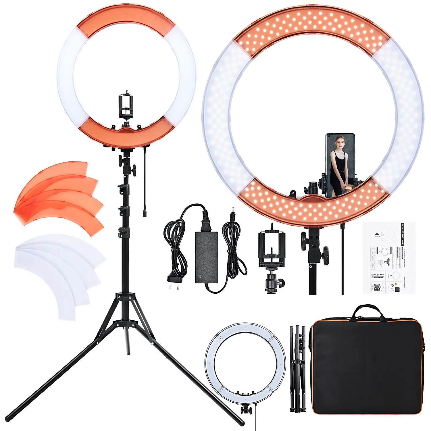 FOSOTO RL-18 Photography Lighting Dimmable Ring Lamp Camera Ring Lamp Led Ringlight With Tripod Stand For Phone Youtube Makeup