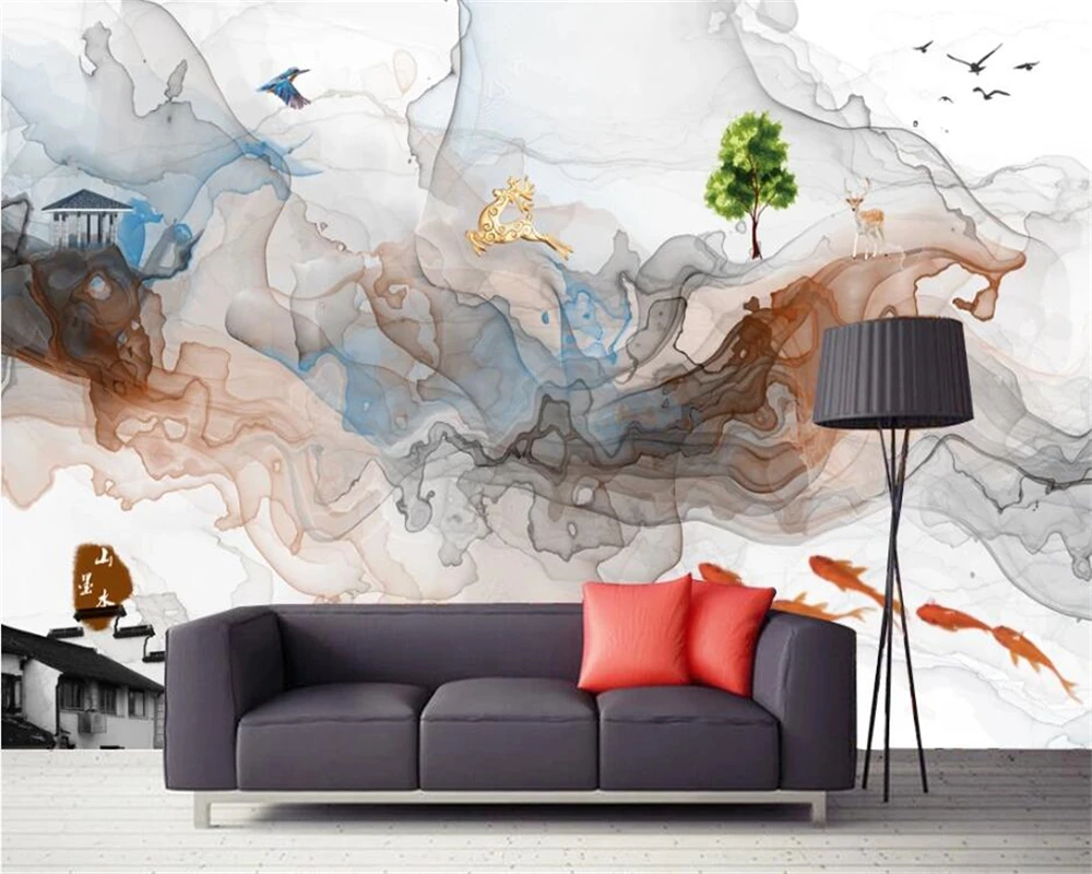 

beibehang Custom fashion classic wallpaper decorative painting ink landscape TV background papel de parede wallpaper