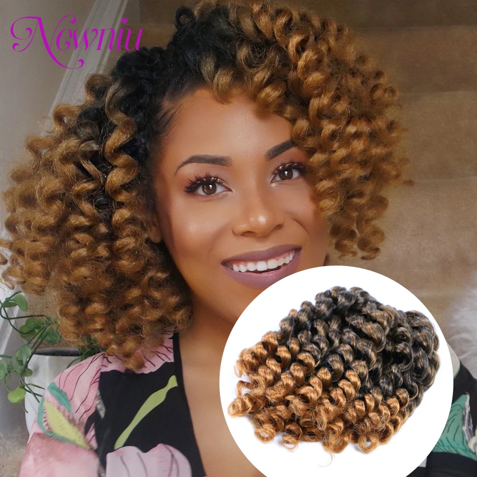 Ombre Synthetic Braiding Hair Jumpy Wand Curl Crochet Braids Crochet Hair Extension for Black Women Jamaican Bounce Curly Hair