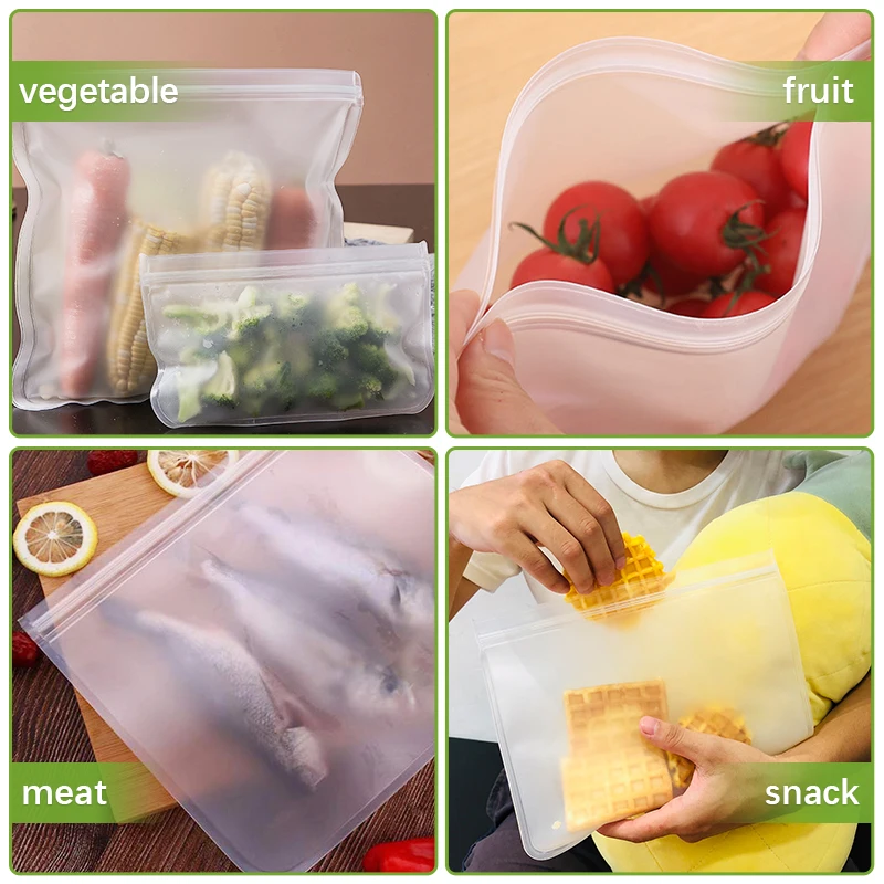 Silicone Food Storage Bag Reusable Stand Up Zip Shut Bag Sealed Leakproof Containers Fresh Bag Food Storage Bag Fresh Wrap