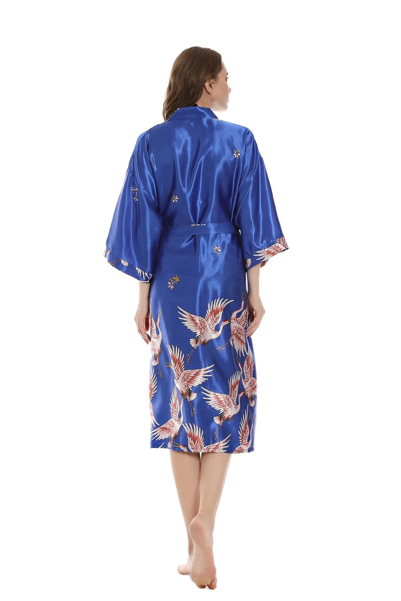 Bata larga kimono de rayón para dormir para mujer, ropa de lencería femenina, para novia y dama de honor, con bolsillo, estilo albornoz y vestido de