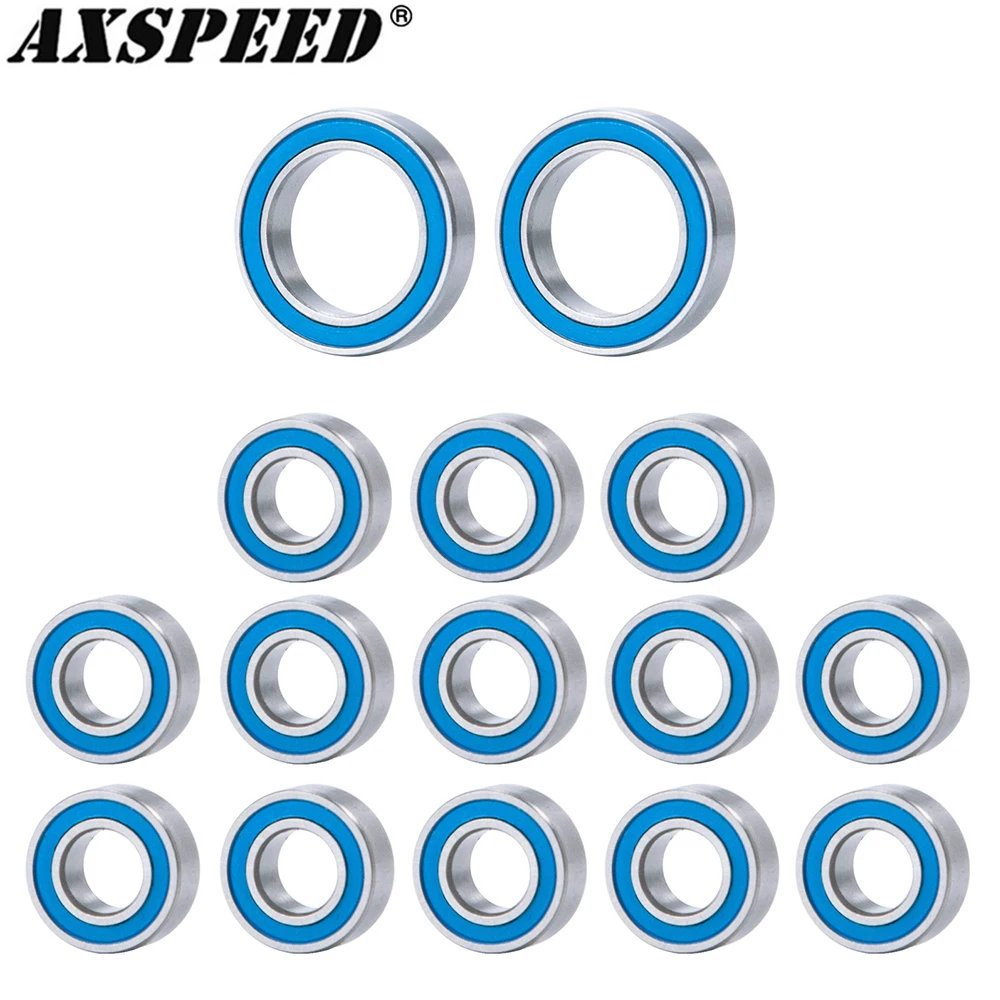 AXSPEED 15PCS Rubber Sealed Bearing Kit for ECX 1/10 2wd Amp MT, Amp DB, Ruckus, Circuit & Torment Steel Ball Bearing Parts