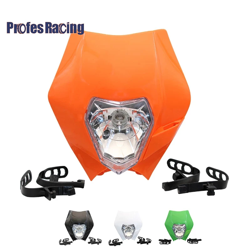 Universal Motorcycle 12V 35W White Green Motorcycle Dirt Bike Motocross Supermoto Waterproof For  Headlight Exc Fairing Black