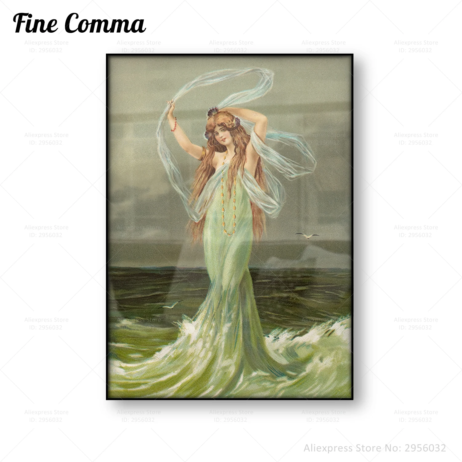 Water Nymph Vintage Poster Mermaid Bride Fairy Tale Sea Nymph Canvas Print Art Nouveau Wall Art Home Decoration Decor Painting