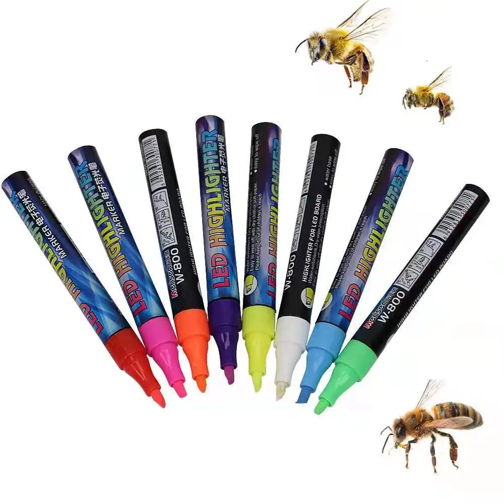 LED Highlighter Queen Bee Marker Plastic Marking Pen 8Colors Beekeeping Identification Rearing Mating Marker Beekeeper Equipment