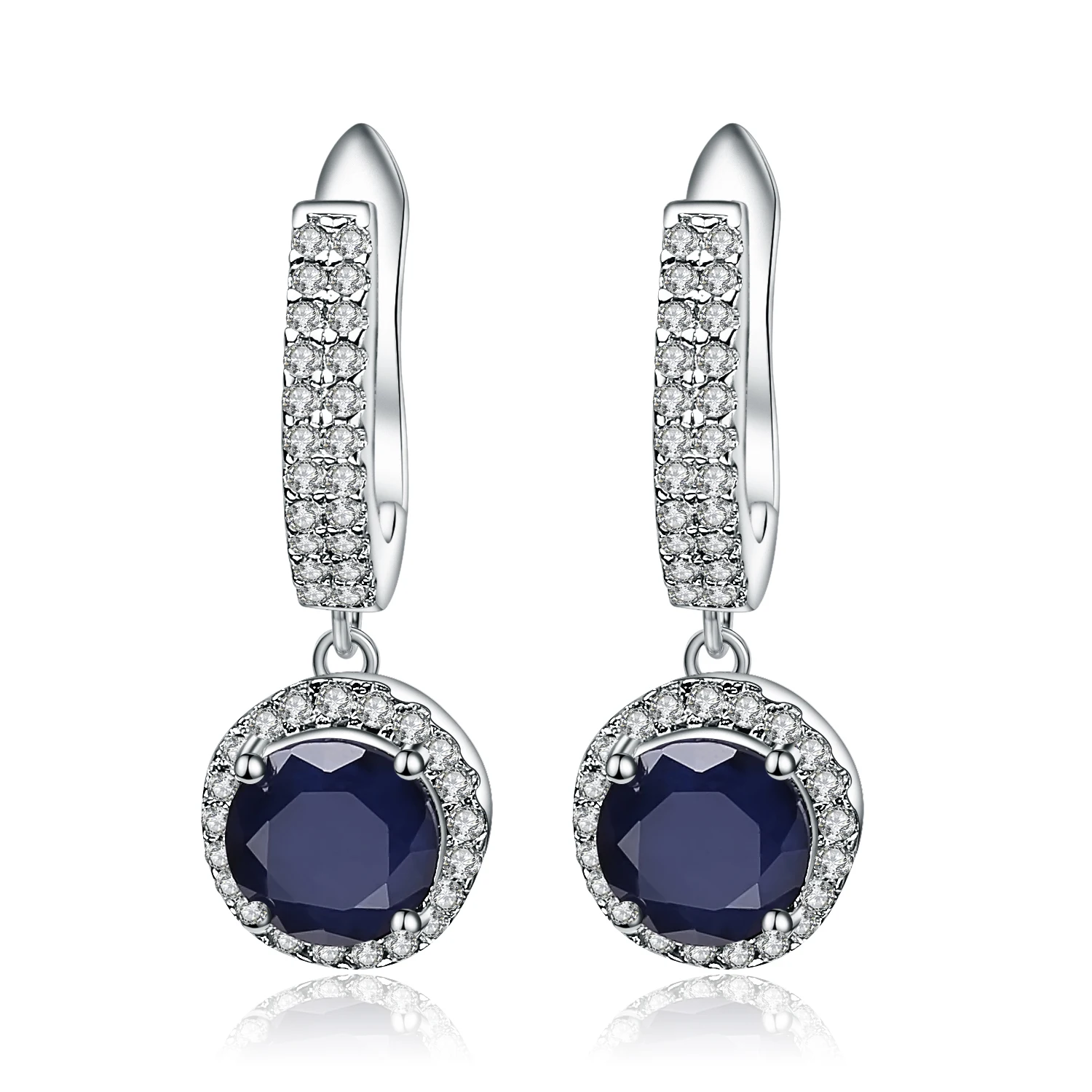 

Gem's Ballet 3.68Ct Natural Blue Sapphire Gemstone Drop Earrings 925 Sterling Silver for Women Wedding Engagement Earrings