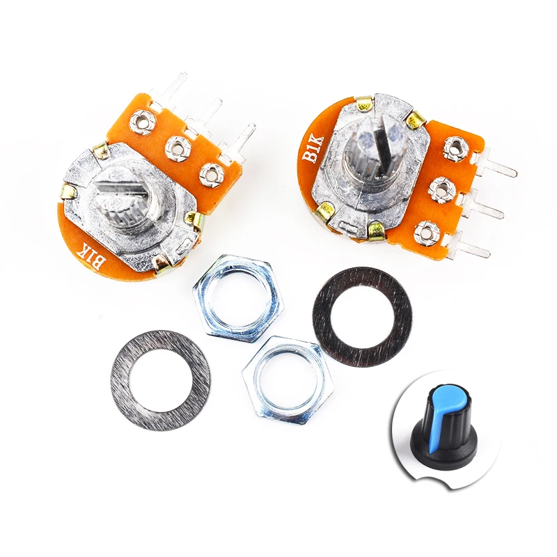 5 Chiếc WH148 1K 2K 5K 10K 20K 50K 100K 500K Ohm 15Mm 3Pin Tuyến Tính Côn Xoay Chiết Áp Điện Trở Cho Arduino Với AG2 Xanh Bộ Đội