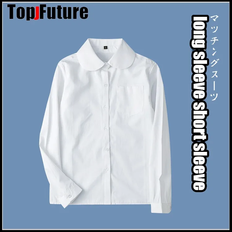 Wit Katoen Japanse Student Meisjes School Jk Uniform Top Grote Middelbare School Uniformen Lange Mouwen Wit Shirt