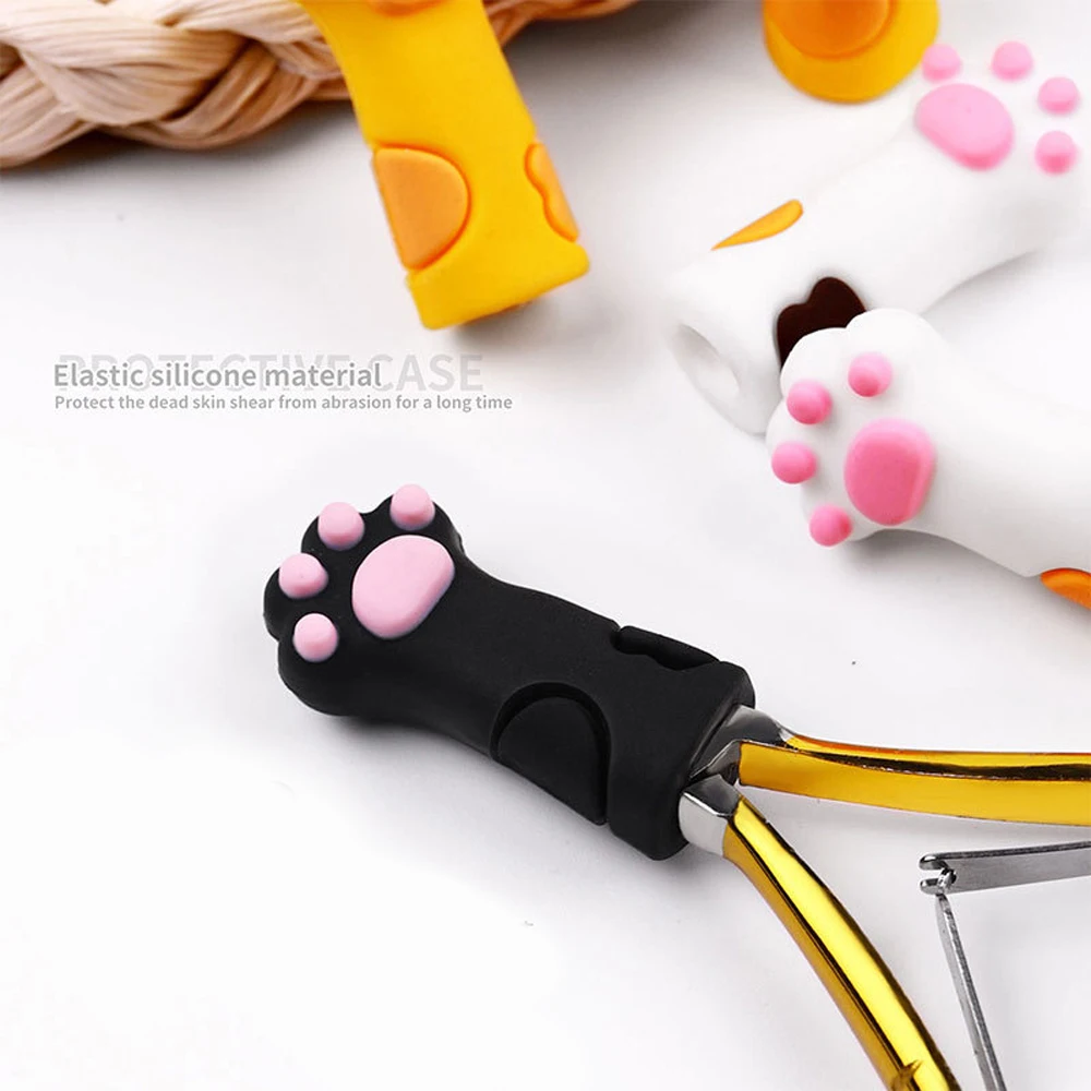 1PC Cute Cat Paw Nipper Cover Protective Sleeve For Nail Cuticle Scissors Manicure Pedicure Tool Dead Skin Tweezers Silicone Cap