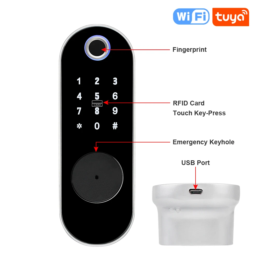 Fingerprint Lock Electronic Smart Door Locks Waterproof RFID WiFi Tuya APP Unlock Access Control System Password Card Outdoor