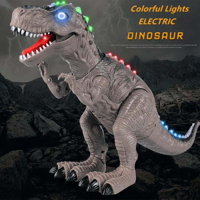 

Highly Simulation Electric Dinosaur Bottom Pulley Bionic Walking Front Claw Move Up And Down Colorful Flash Light Children's Toy