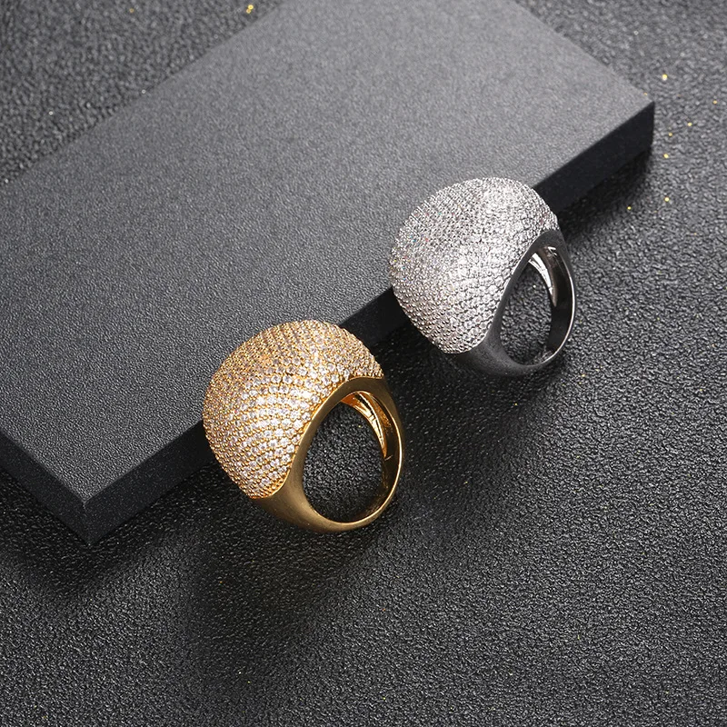 Hip Hop Dragon Claw 3A+ CZ Stone Bling Ice Out Geometric Round Finger Rings Men Signet Ring Male Rapper Jewelry