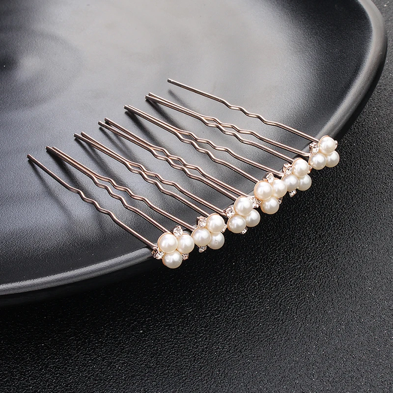 Efily Bridal Wedding Hair Accessories Rhinestone Hair Pins Forks for Women Pearl Hairpins Bride Headpiece Party Jewelry Gift