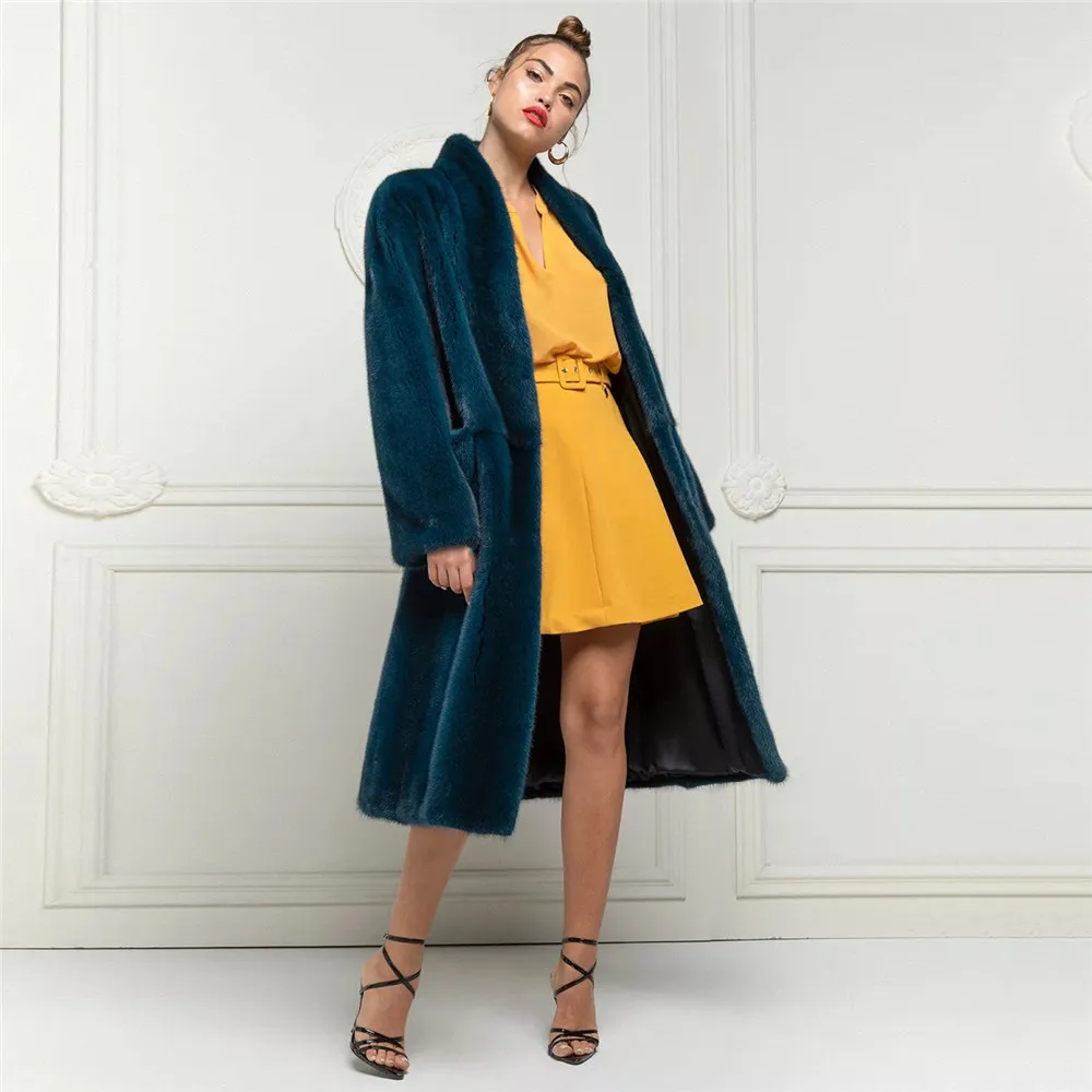 TOPFUR Real Fur Coat Women Genuine Leather Jacket Women Real Fur Vintage Dark Green Coats Plus Size Manteau Femme Real Fur LN003