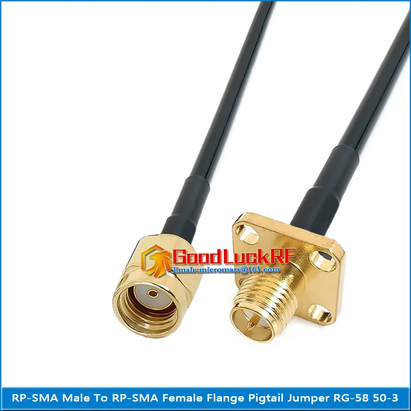 RP-SMA RP SMA Male to RP-SMA RP SMA Female 4 Hole Flange Chassis Panel Mount Pigtail Jumper RG-58 RG58 3D-FB Extend cable 50 Ohm