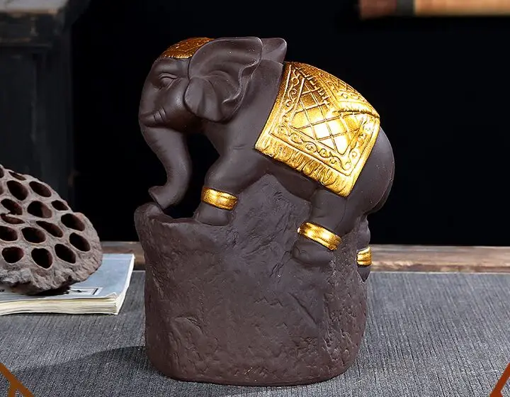 

about 11x15cm elephant design ceramic crafts chic Backflow Incense Burner ornaments Cone Censer Incense home decoration a5037