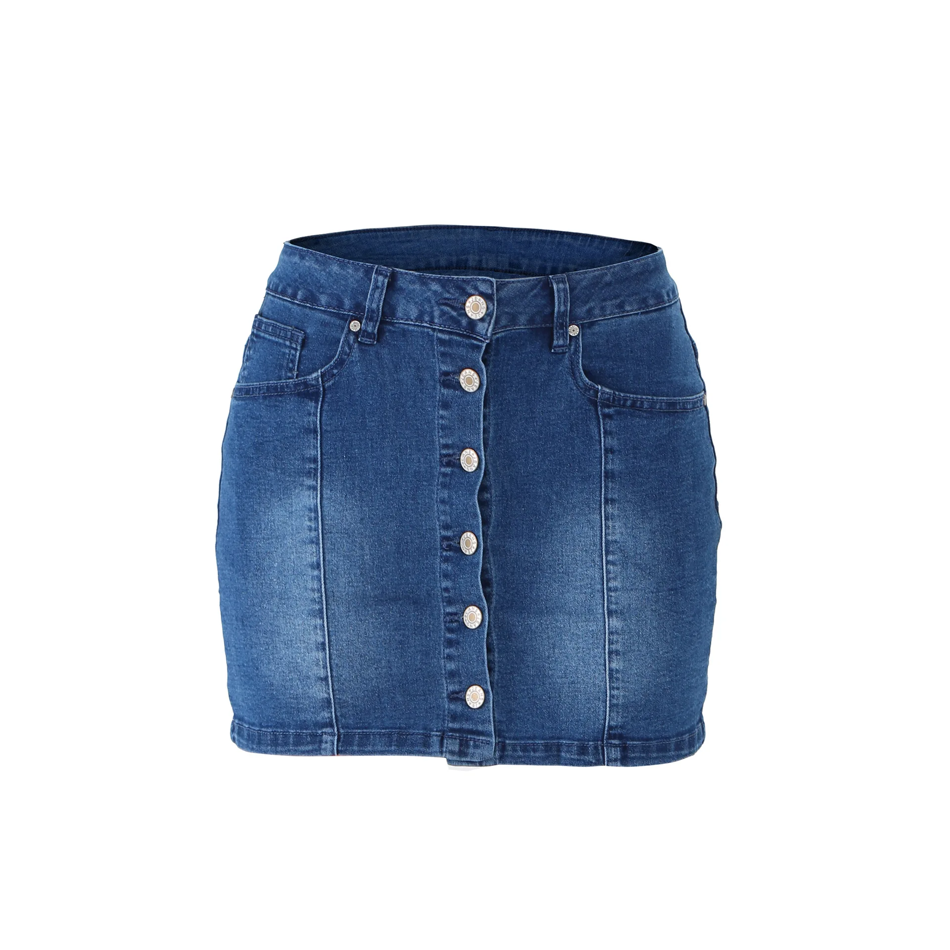 2022 New Summer Denim Short Skirt For Women Fashion Casual Button Sexy Mini Jeans Skirt S-2XL Global Drop Shipping