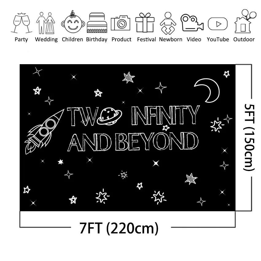 Zwei Unendlichkeit und Über Geburtstag Party Dekoration Hintergrund Weltraum Fotografie Hintergrund Photo Booth Liefert Banner