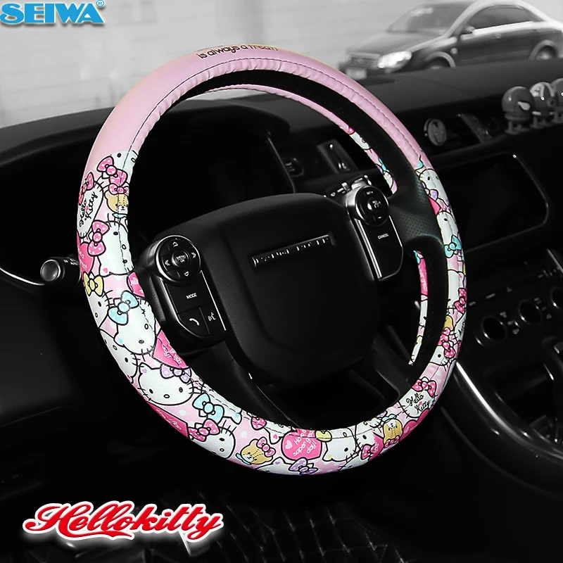 38cm Cute Cartoon Steering Wheel Cover For Girls Women Plush 4 Colors Car Accessories Steering Wheel Cover Creativity Universal