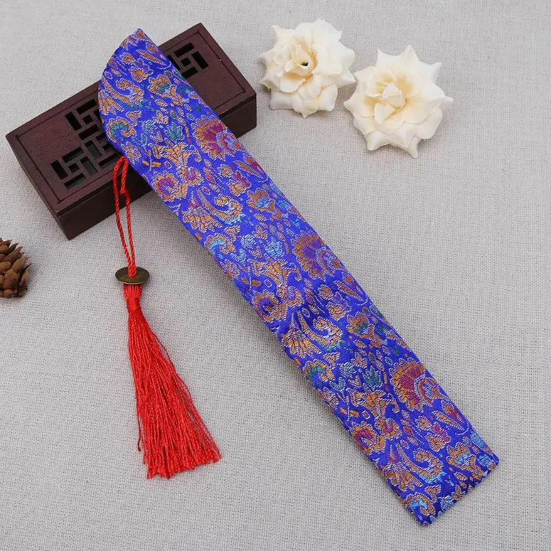 Silk Folding Chinese Hand Fan Bag With Tassel Dustproof Holder Protector Pouch Case Cover Retro Style K1MF