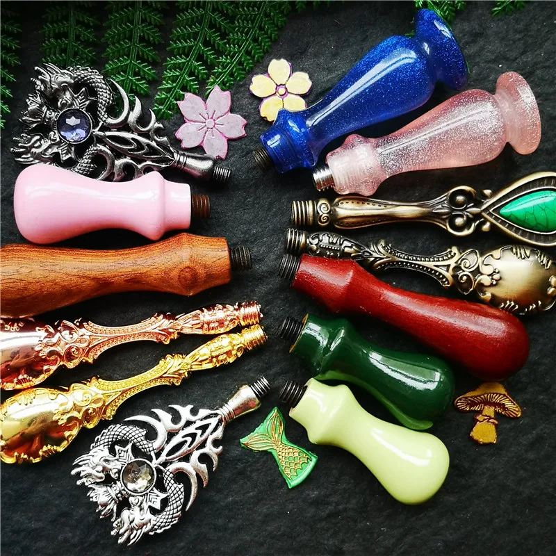 

Деревянная ручка, металлическая латунная ручка для сургучной печати, штамп в стиле ретро, кристалл, антикварный сургуч, штамп для скрапбукинга, ручка для свадебного штампа