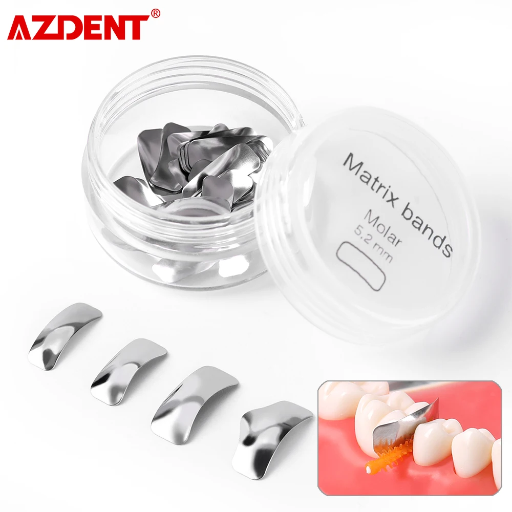 AZDENT 50Pcs/Box Dental Metal Matrices Sectional Contoured Matrix Refill Separating Teeth Dental Lab Tools Dentist Material