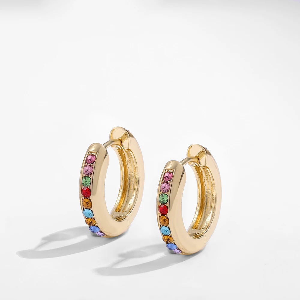 European Women Fashion Huggie Hoops Earrings Trendy Multicolor CZ Pearl Cartilage Earrings Female Ear Piercing Cuff Jewelry