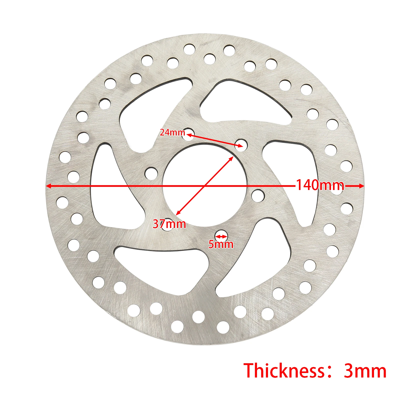 140mm Brake Disc Rotor Pad For Electric Scooter Stainless Steel 6 Hole 37mm Inner Diameter E-scooter Brake Disc Rotor Bike Parts