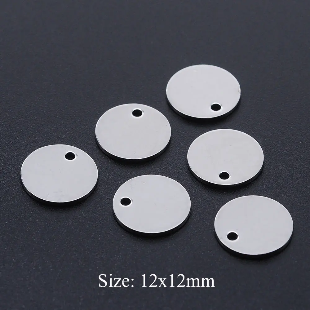 10pcs/lot 316 Stainless Steel    6mm-12mm Round Blank Charms Wholesale Top Quality Never Tarnish Jewelry Making Charms