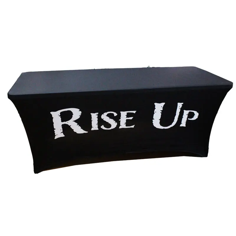 Morning custom Logo table cover cloth 4ft 6ft 8ft advertising spandex tablecloth for trade show outdoor display