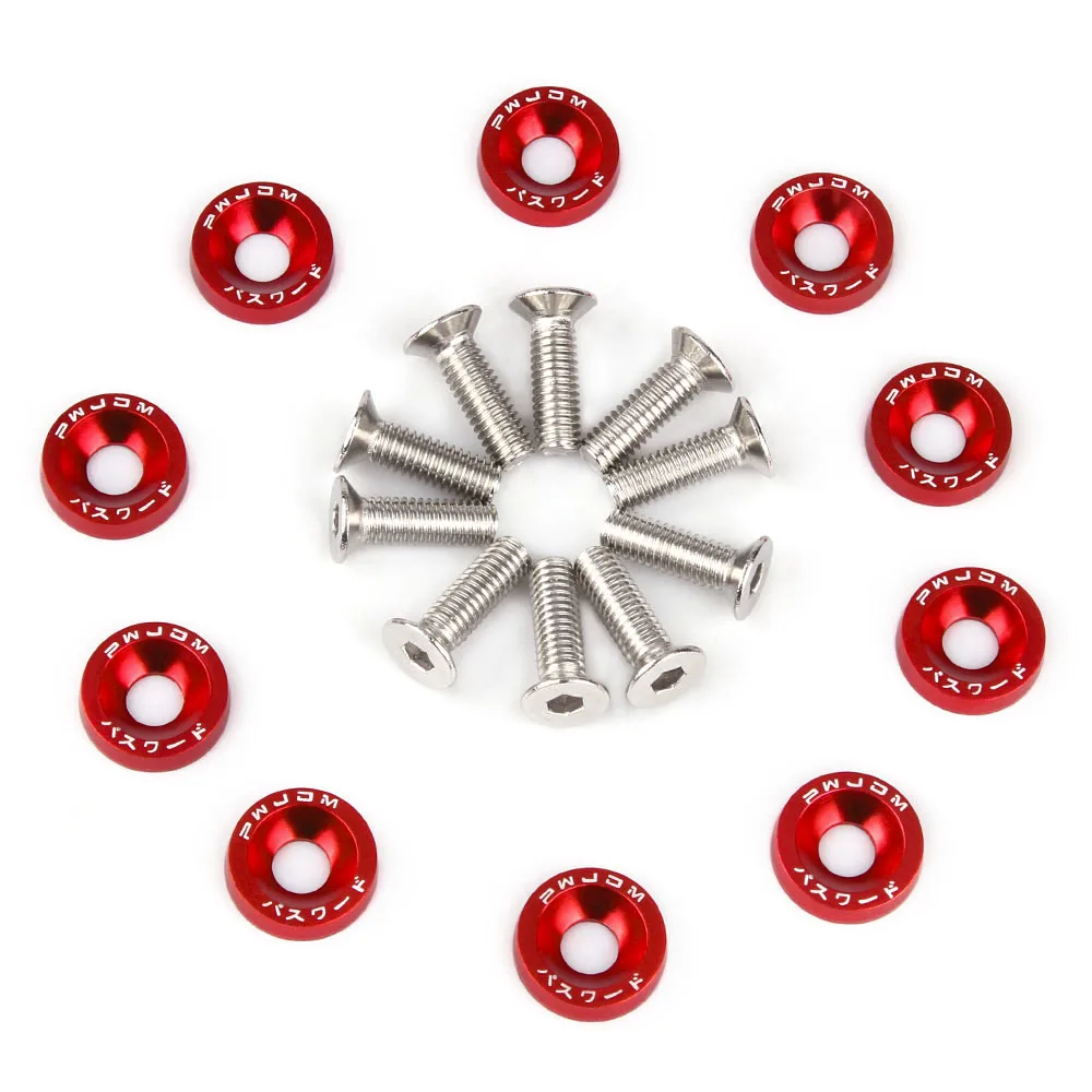 Univesal 10Pcs Password Jdm Car Styling Modifications Fender Washer M6 Bolt License Plate Screw Car Screw for Most Car RS-QRF002