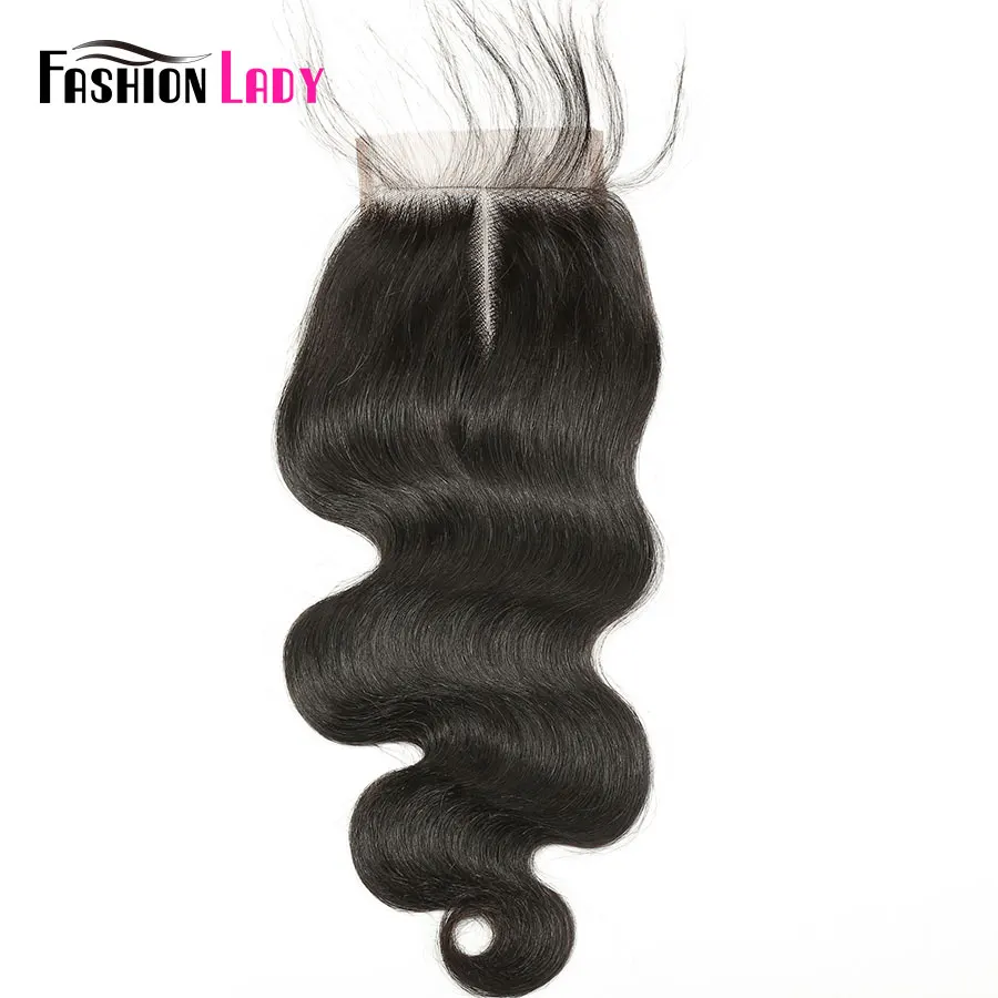 Human Hair Closure 4x4 Remy Brazilian Body Wave Closures Natural Hair Fashion Lady Middle Part Closure With Baby Hair