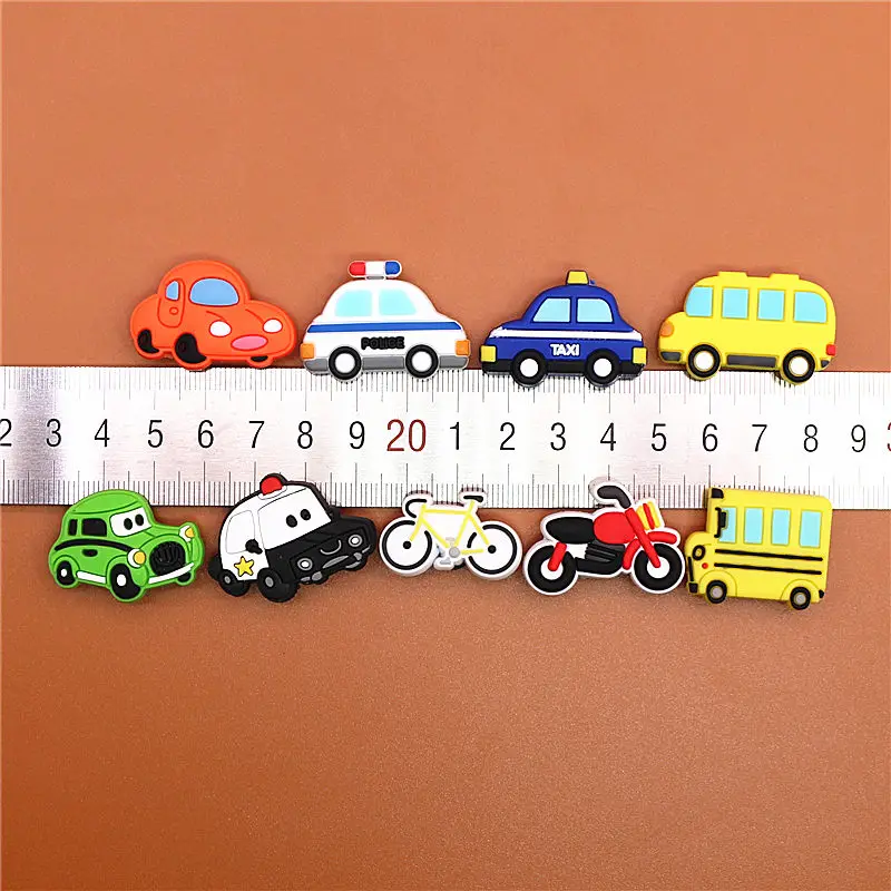 Single Sale 1pcs Shoe Charms Car/Motorcycle/Taxi/Minibus/Bike Shoe Accessories Shoe Buckle Decorations Fit Kid's X-mas