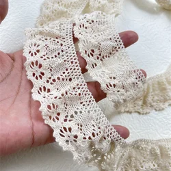 Beige Cotton Crochet Stretch Lace Fabric DIY Children's Clothing Collar Cuff Skirt Trim Decoration Accessories Vestido De Renda