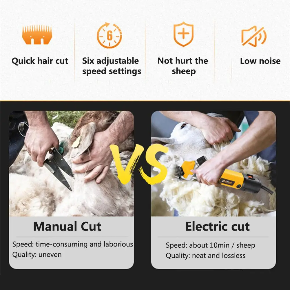 1000W Electric Sheep Shearing Cutter 9 Gears Goat Wool Shaving Adjustment Push Trimmer Tool Powerful Scissor Machine EU Plug